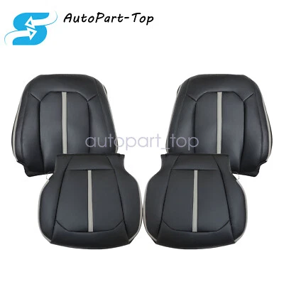 Cubierta de asiento de cuero perforada delantera superior e inferior negra para Ford F150 2015-2020 Foto 1 de 4