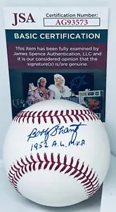 Bobby Shantz Yankees A's signed MLB Baseball Ball autographed W/ MVP Inscrip JSA - Picture 1 of 2