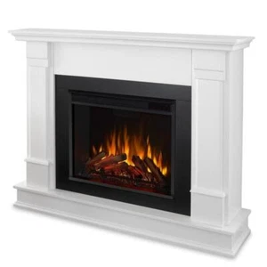 Real Flame Silverton Contemporary Solid Wood Electric Fireplace in White - Picture 1 of 24