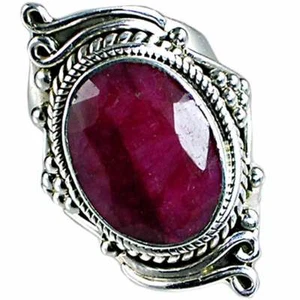 GENUINE RUBY_UNIQUE SWIRL HAND TOOLED RING_SZ-7__925 STERLING SILVER-NF - Picture 1 of 13