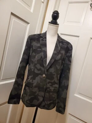 EUC G.I.L.I Black & Gray Camo Print Knit Blazer Lined Size 10 - Image 1 of 4