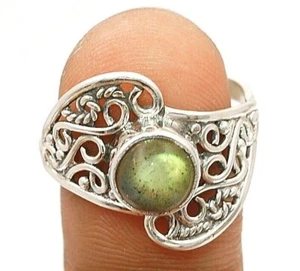 Natural Labradorite 925 Solid Genuine Sterling Silver Ring Jewelry Sz 7 @19-5 - Picture 1 of 2