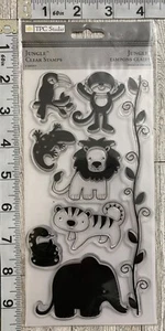 JUNGLE Monkey Lion Snake Elephant TPC Studio NEW Clear Rubber Stamps Cling - Picture 1 of 2