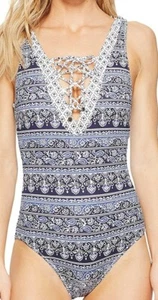 Tommy Bahama Womens 176524 Reversible Lace Front One-Piece Swimsuit Size 10 - Picture 1 of 4