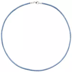 2,8mm Seidenband Seidencollier hellblau, Karabiner 925, Damen, 42cm - Bild 1 von 3