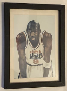 Michael Jordan Dream Team USA Framed Art Print 9” x 12” Black Wood Frame - Picture 1 of 5