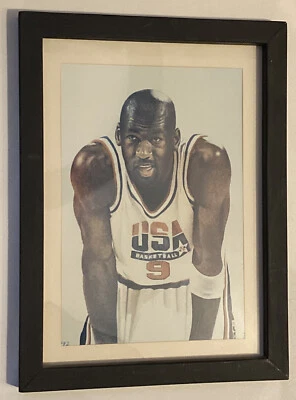Michael Jordan Dream Team USA Framed Art Print 9” x 12” Black Wood Frame - Image 1 of 4