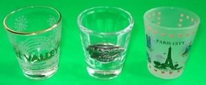 Shot Glass Set of Three Sun Valley Hollywood Casino Paris Bar Shooters Vintage - Picture 1 of 7