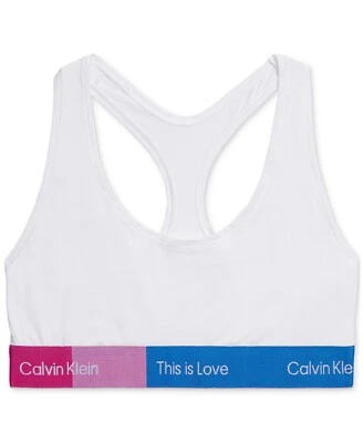 Calvin Klein Women's Pride This Is Love Unlined Bralette QF7253, White, Medium - Image 1 of 4