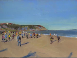 ORIGINAL MALCOLM LUDVIGSEN "Scarborough Yorkshire coast" seaside OIL PAINTING - Picture 1 of 1