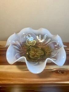 Antique Northwood Dugan Opalescent 8-1/2" Goofus Glass Bowl Dish-Nice - Picture 1 of 16