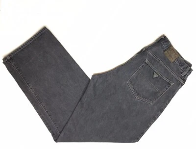 VTG Made In USA Guess Urban Fade Black 38x34 Jeans Actul 39 1/8x33 5/16 Distress - Image 1 of 4