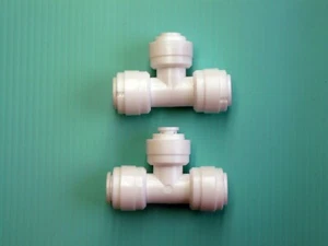 2 Stück 1/4" x 3/8" x 1/4" Überwurf T-Stück Schnellverbinder für RO Schläuche - Bild 1 von 1