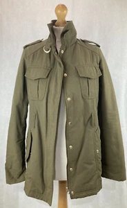 Massimo Dutti Khaki Green Parka Zip Up Jacket Medium - Picture 1 of 12