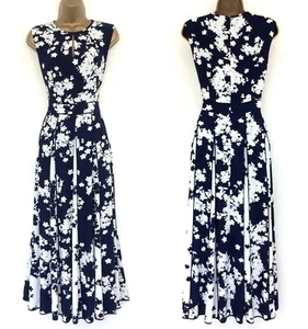 Hobbs Occasion Midi Dress UK 12 Immaculate Angelica Navy Blue Ivory Floral Lined - Picture 1 of 12