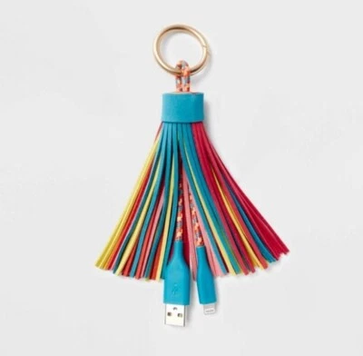 Red 12" iPhone To USB-A Tassel Keychain Clip Cable for iPhone - heyday - Image 1 of 4