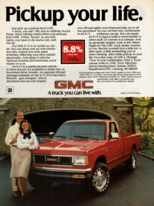 1985 Vintage Print Ad Pickup your life GMC S-15 rot 4x4 Pickup Truck Paar - Bild 1 von 2