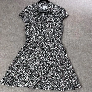 Kimchi Blue Floral Mini Shirt Dress L Button Front Short Sleeve Cottagecore - Picture 1 of 10