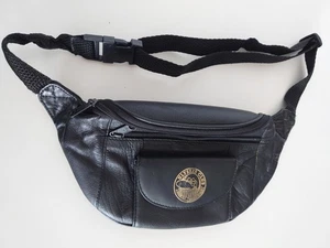 Ulysses Club Black Leather Fanny Pack Waist Bag Pouch Biker Motorcycle Vintage - Picture 1 of 9