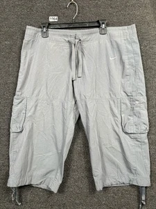 Nike Cargo Capri Crop Hiking Pants Womens XL Gray Adjustable Hem Pockets Woven - Picture 1 of 10