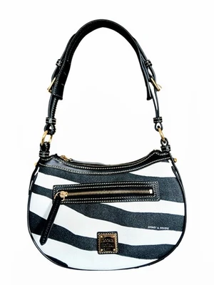  Dooney & Bourke Crescent Hobo zebra  White with black New  - Image 1 of 4