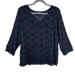 Blusa elástica Brittany negra mujer manga 3/4 cuello en V talla grande 3X - Imagen 1 de 6