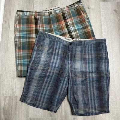 Tommy Bahama Pantalones Cortos de Lino para Hombre Talla 42 Multicolor a Cuadros 10’’’ Entrepierna Bermudas x 2 Foto 1 de 4