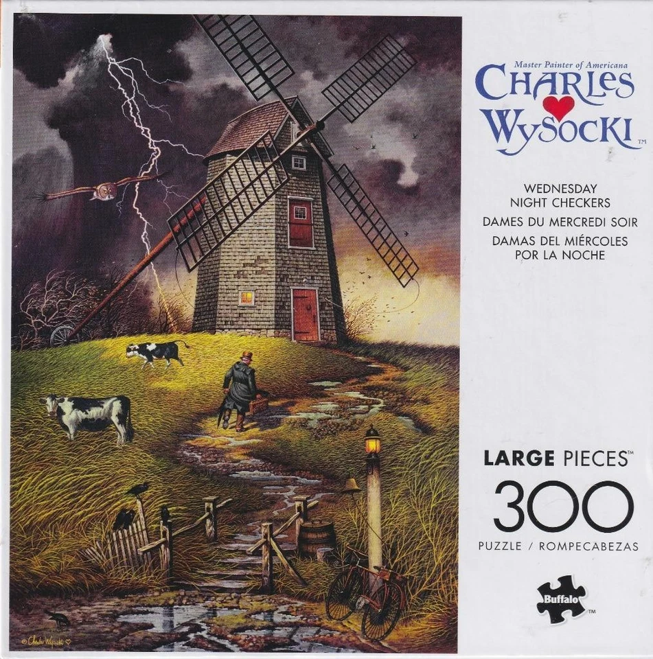 Charles Wysocki 300 Pc Buffalo Games Jigsaw Puzzle Wednesday Night Checkers NIB - Image 1 of 1