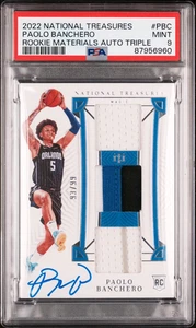 Paolo Banchero 2022 National Treasures Rookie Materials On Card Auto/99 PSA 9 - Imagen 1 de 2