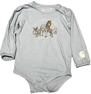 Body Carhartt Talla 18 Meses "My Farm Friends" Azul Alpino Snap Shldr/Piernas Foto 1 de 4
