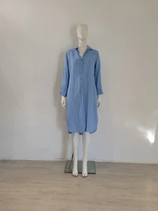 Melissa Odabash Blue Linen Dress (M) UK 10 12 EU 38 40 Long Midi Maxi Shirt Dres - Picture 1 of 11