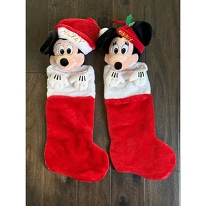 Vintage Disney Mickey & Minnie Mouse Christmas Stockings Holiday Plush Set - Picture 1 of 10