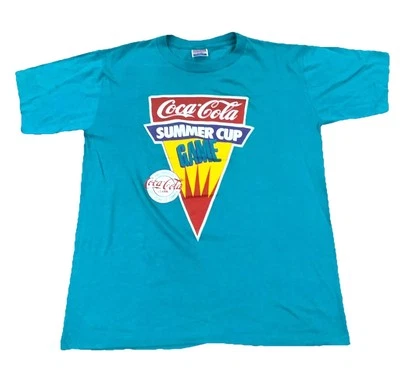 Camisa Coca Cola De Colección Hombres XL Azul Años 80 90 Puntada Única Hecha en EE. UU. Camiseta Coca-Cola Foto 1 de 4