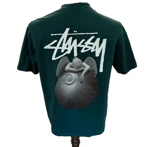 T-shirt Stussy 8 palline angelo designer streetwear verde scuro taglia large - Foto 1 di 5