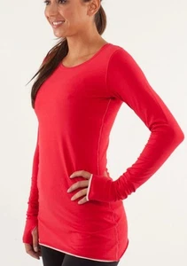 LULULEMON Every Yogi Reversible Long Sleeve Crew Red Currant / Heathered Ghost - Picture 1 of 11