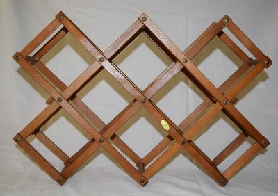 Estante de vino expandible de madera vintage años 60 10 botellas hecho en Japón Foto 1 de 4