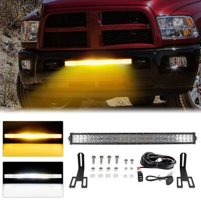 For 03-19 Ram 2500 3500 , 32'' Light Bar Amber White Strobe Bumper Mounting Kit - Изображение 1 из 4