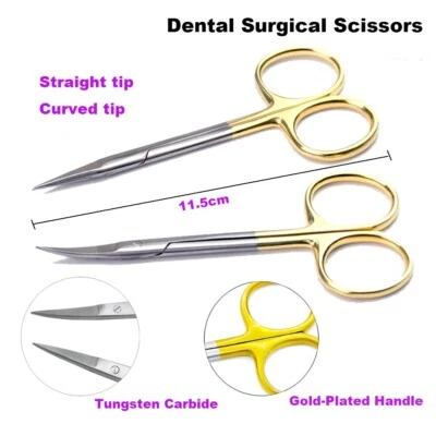 TIJERAS ALEMANAS TC Iris 4.5" Rectas/Curvas Tijeras Dentales Quirúrgicas Veterinarias Foto 1 de 4