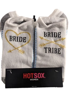 NEW~ Hot Sox ~Women's 6 Pair/Pack Ankle Socks "Bride & Bride Tribe" ~ White 9-11 - Picture 1 of 3
