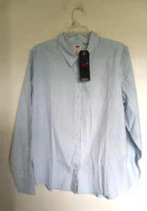 Levis Shirt Women L Blue Light Button Front Popover Blouse Top NEW - Picture 1 of 3