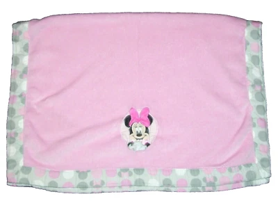 Disney Bebé Minnie Mouse Manta Rosa Gris Blanco Lunares Borde Lovey  Foto 1 de 2