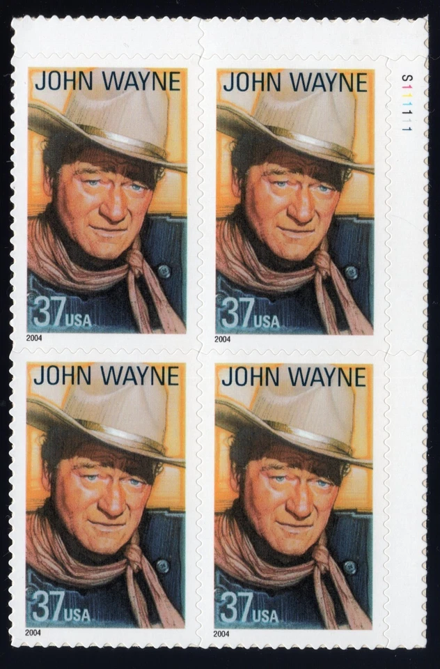 Scott #3876 John Wayne Plate Block of 4 Stamps - MNH PC#5 - Image 1 of 1
