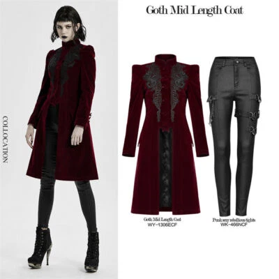 Abrigo para mujer gótico manga larga longitud media con chaqueta decorativa bordada Foto 1 de 4