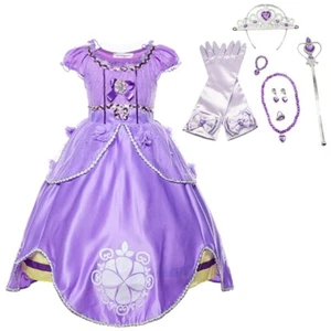 Princess Purple Sofia Costume Kids Toddler Halloween Party Dress 10 Pcs Set - Picture 1 of 9