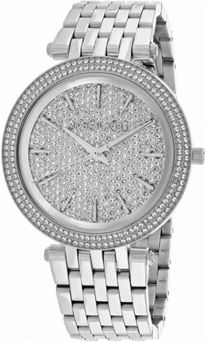 NUOVO OROLOGIO DA POLSO MICHAEL KORS DARCI ARGENTO+CRISTALLO PAVIMENTAZIONE BLING GLITZ MK3437