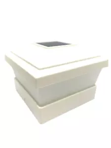 1Pack White Vinyl 5"X5" Solar Powered Post Deck Cap Square Light Sunlight WF - Picture 1 of 8