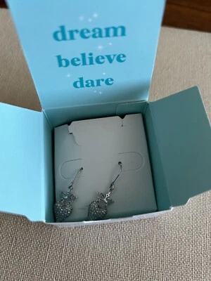 Pendientes colgantes de plata Origami Owl ER2129 Disney "Corazón de princesa" con cristales "NUEVO EN CAJA" Foto 1 de 4