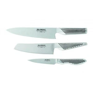 Global 3pc Cook Knife Set - 9cm Paring & 14cm Vegetable 20cm Cook - Made in Japa - Bild 1 von 2
