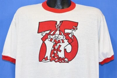 vintage 70s GRADUATING CLASS OF 1975 CARTOON RINGER RED WHITE t-shirt LARGE L - Image 1 of 3