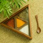Wooden Pyramid Table Top Masala Dabba Containers Jars  Kitchen Spice Box